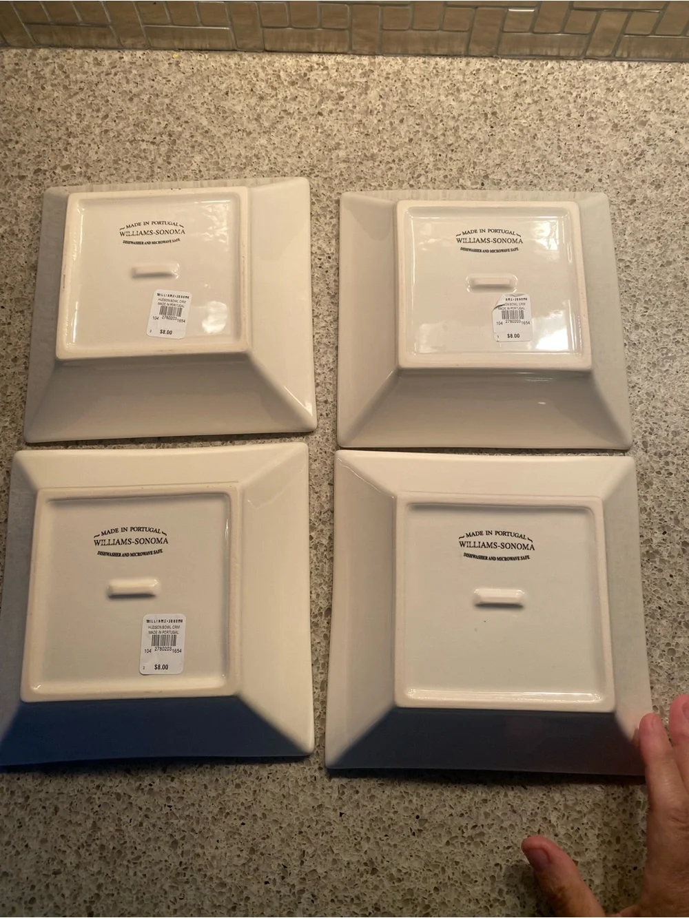 Williams Sonoma Cream Square Ceramic Bowls - Set of 4
